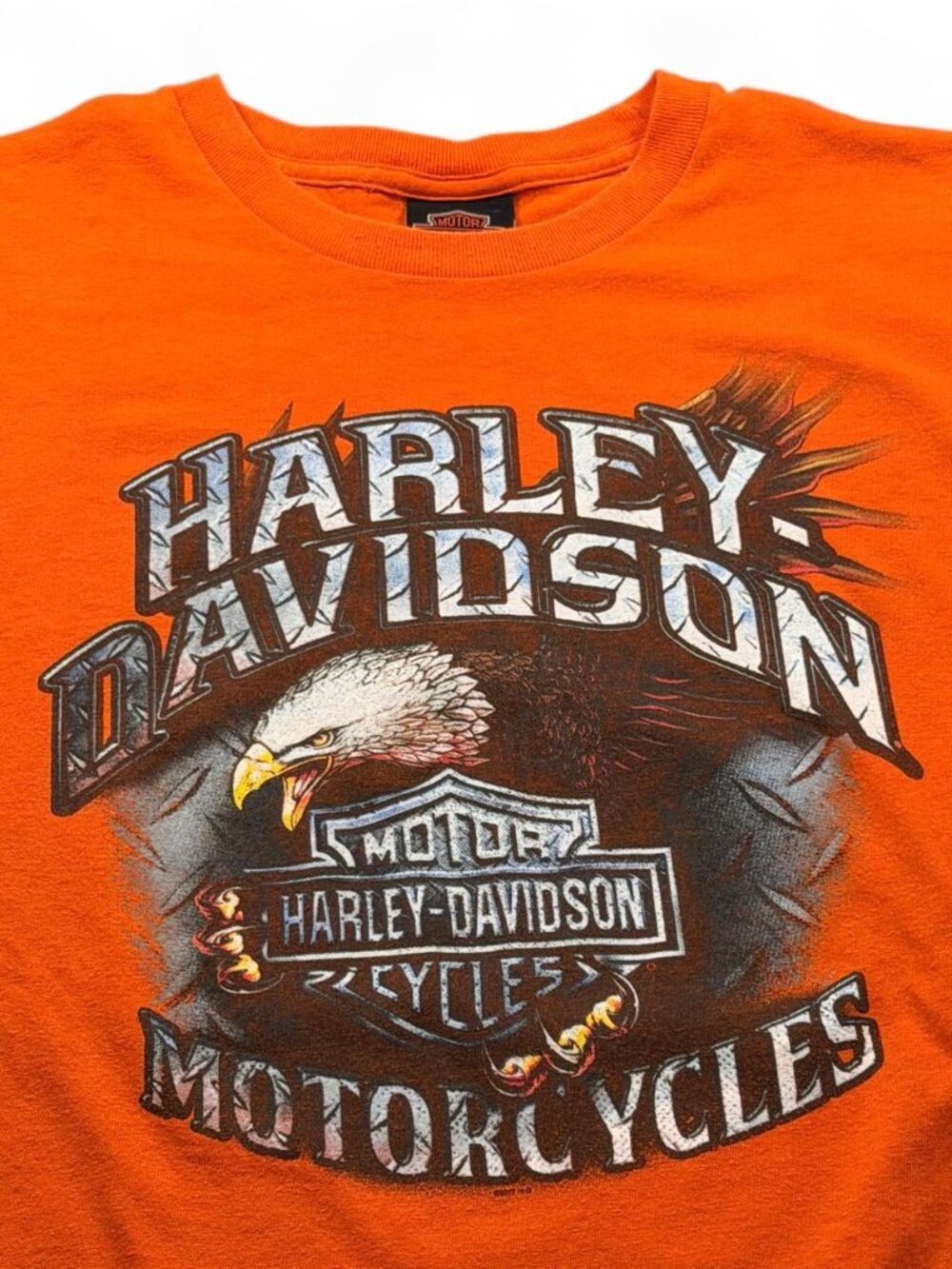 Harley Davidson Chester's Reno Nevada Eagle Dealer Biker Orange Tee Large